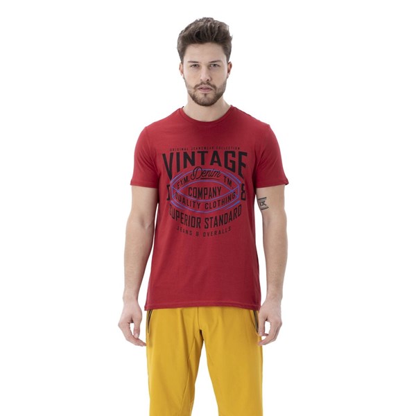 Erkek T-shirt Bis Yaka Baskılı Erkek Tshirt Ürün Kodu: 1912065-RED