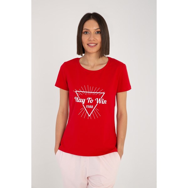 Kadın T-shirt Kadın Play To Win Baskılı  Tshirt Ürün Kodu: 211206008-1005