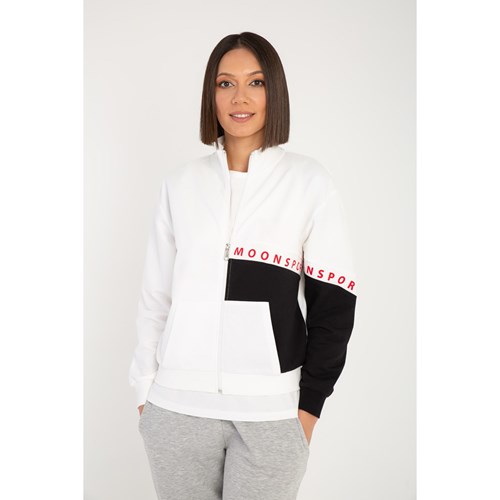 Kadın Sweatshirt Olivia Kadın Fermuarlı Beyaz Siyah Sweatshirt Ürün Kodu: 21219002-ECS