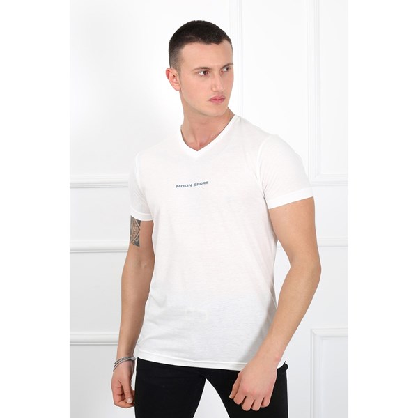 Erkek T-shirt Moon Erkek Logolu Basic  Tshirt Ürün Kodu: m222210610-ECR