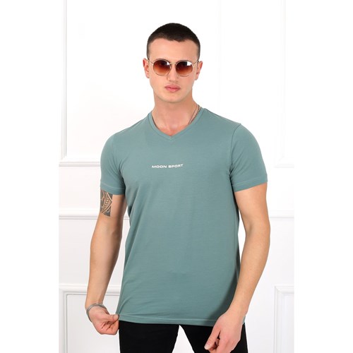Erkek T-shirt Moon Erkek Logolu Basic  Tshirt Ürün Kodu: m222210610-YEŞİL