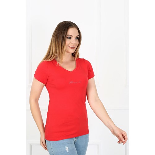 Kadın T-shirt Loya Kadın Basic  Tshirt Ürün Kodu: m222220611-KIRMIZI